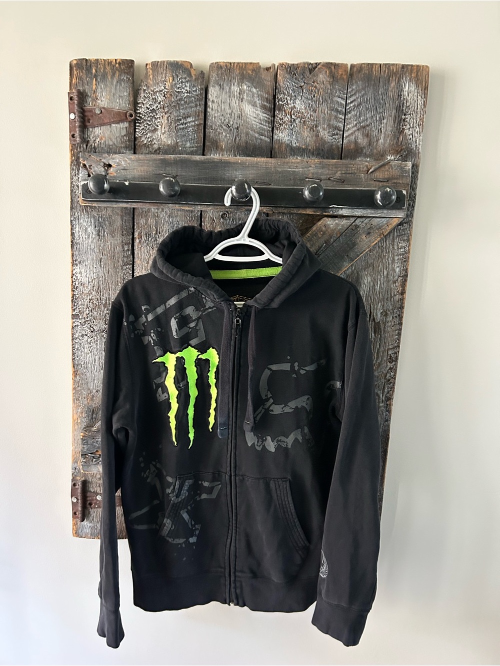 Men's Monster Energy Fox Collaboration Black Zip-Up Hoodie